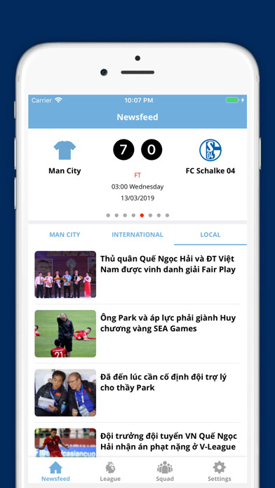 Emulate iPhone app Man City Daily News using MyAndroid