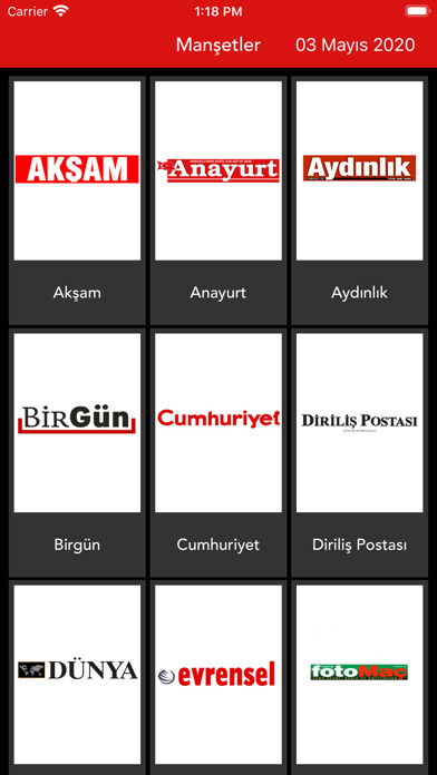 Emulate iPhone app Manşetler - Gazete Takibi using MyAndroid Emulate iPhone app Manşetler - Gazete Takibi using MyAndroid