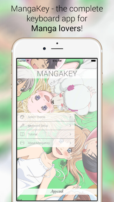 Emulate iPhone app MangaKey Anime and Manga Keyboard for Otaku - Themes GIFs Stickers using MyAndroid