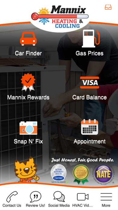 Emulate iPhone app Mannix Heating & Cooling using MyAndroid