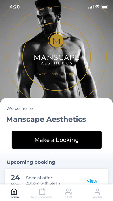 Emulate iPhone app Manscape Aesthetics using MyAndroid