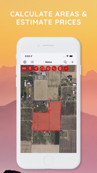 Emulate iPhone app Map Area Calculator - Marea using MyAndroid