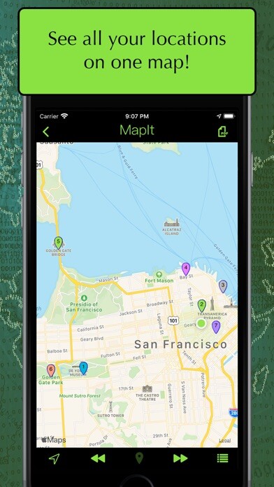 Emulate iPhone app MapIt - Map Multiple Locations using MyAndroid