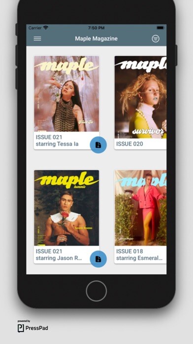 Emulate iPhone app Maple Magazine using MyAndroid
