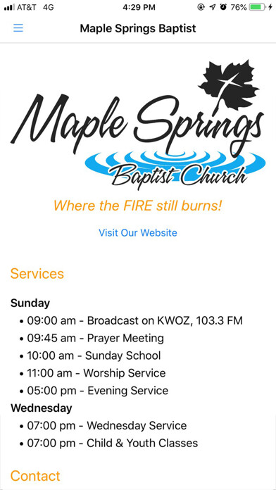 Emulate iPhone app Maple Springs Baptist using MyAndroid Emulate iPhone app Maple Springs Baptist using MyAndroid