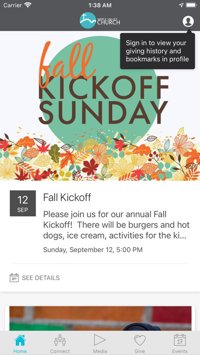 Emulate iPhone app Maple Valley Church using MyAndroid