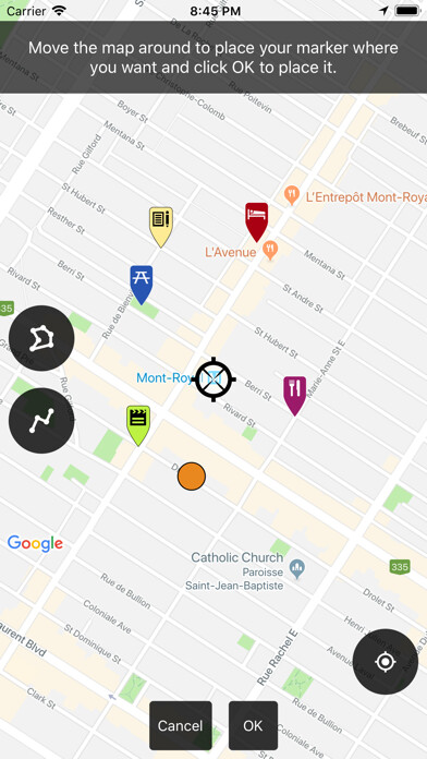 Emulate iPhone app Map Marker: places organizer using MyAndroid