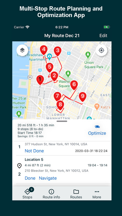 Emulate iPhone app MapoScope Route Planner using MyAndroid