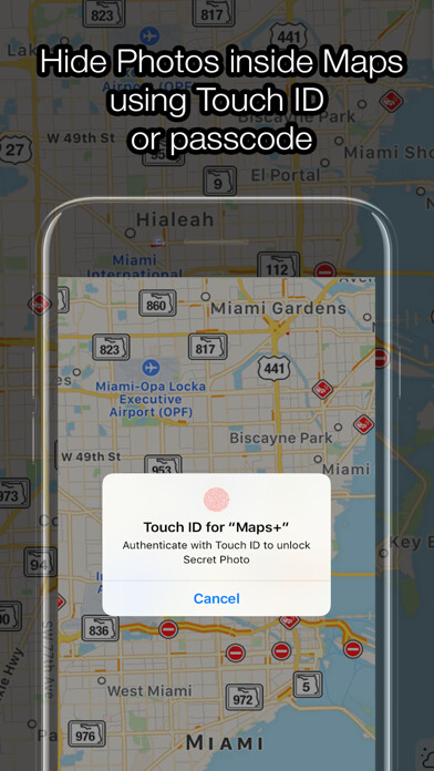 Emulate iPhone app Maps+ Hide Photos inside Maps Using Fingerprint using MyAndroid