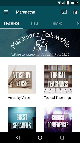 Emulate iPhone app Maranatha Fellowship using MyAndroid