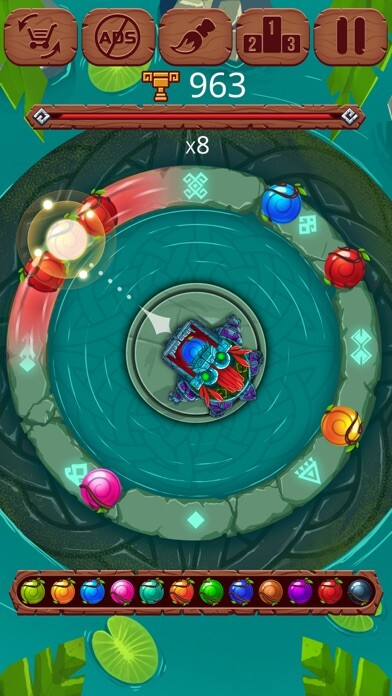 Emulate iPhone app Marble Blast - Luxor jungle using MyAndroid