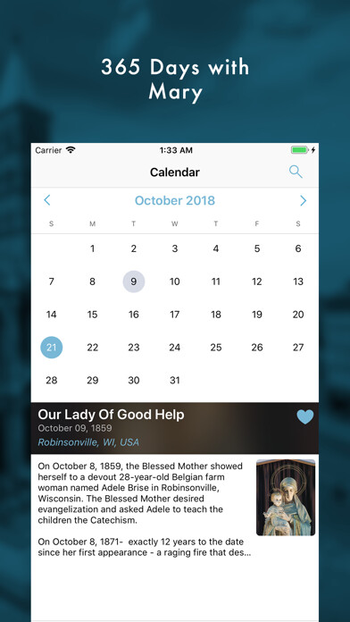 Emulate iPhone app Marian Calendar using MyAndroid