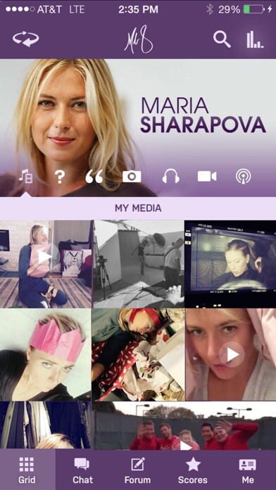 Emulate iPhone app Maria Sharapova Official App using MyAndroid