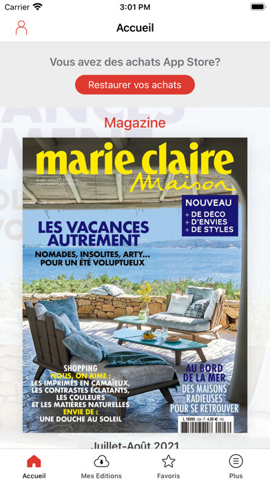 Emulate iPhone app Marie Claire Maison using MyAndroid