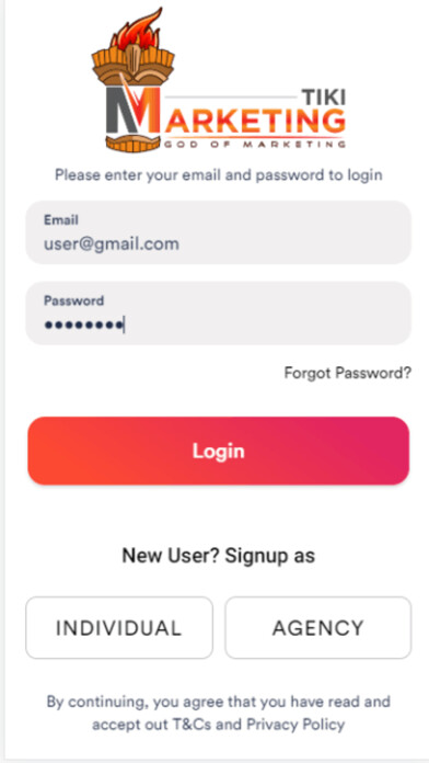 Emulate iPhone app Marketing Tiki Platform using MyAndroid