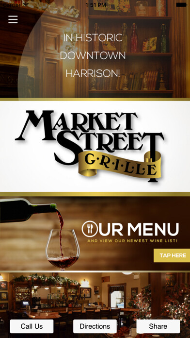 Emulate iPhone app Market Street Grille using MyAndroid
