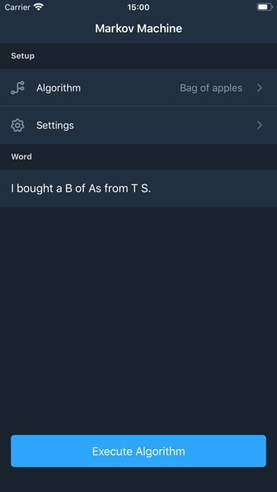 Emulate iPhone app Markov Algorithm using MyAndroid