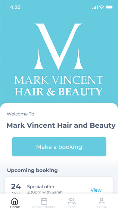 Emulate iPhone app Mark Vincent Hair and Beauty using MyAndroid Emulate iPhone app Mark Vincent Hair and Beauty using MyAndroid