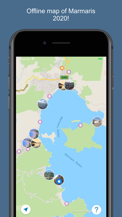 Emulate iPhone app Marmaris 2020 — offline map using MyAndroid