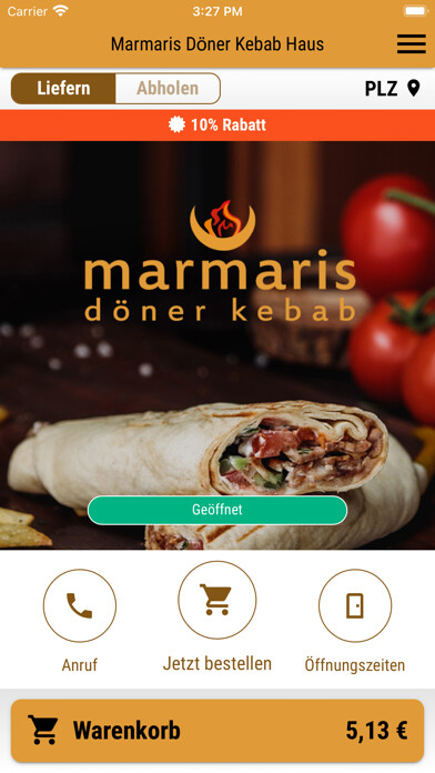 Emulate iPhone app Marmaris Döner Kebap Haus using MyAndroid