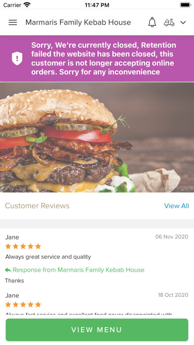 Emulate iPhone app Marmaris Family Kebab House using MyAndroid