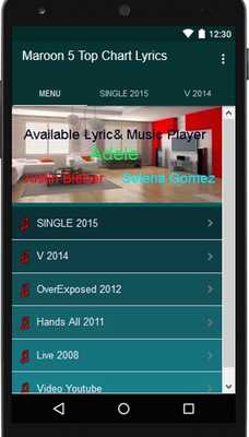 Emulate Android APK Maroon 5 Music Audio Player