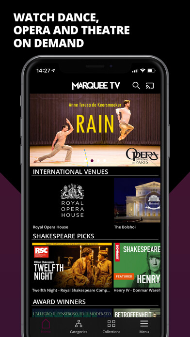 Emulate iPhone app Marquee TV - Stream the Arts using MyAndroid