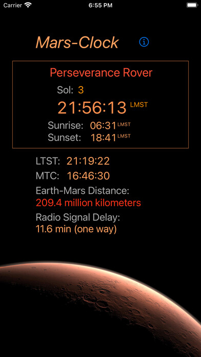 Emulate iPhone app Mars-Clock using MyAndroid