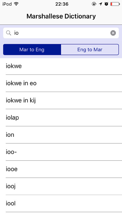 Emulate iPhone app Marshallese Dictionary using MyAndroid