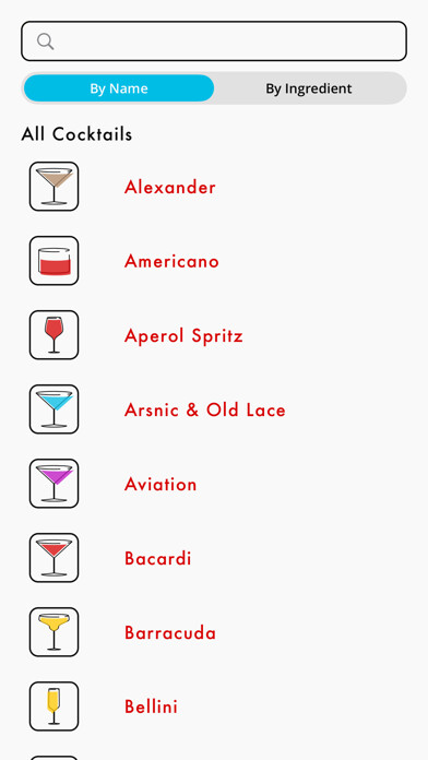 Emulate iPhone app Martini: Cocktail Recipes using MyAndroid