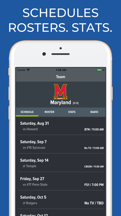 Emulate iPhone app Maryland Football Schedules using MyAndroid Emulate iPhone app Maryland Football Schedules using MyAndroid