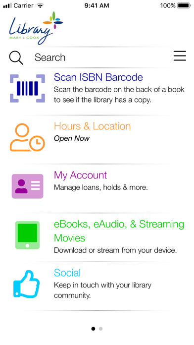 Emulate iPhone app Mary L Cook Library using MyAndroid