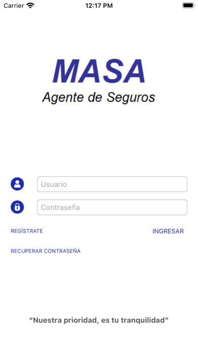 Emulate iPhone app MASA Seguros using MyAndroid