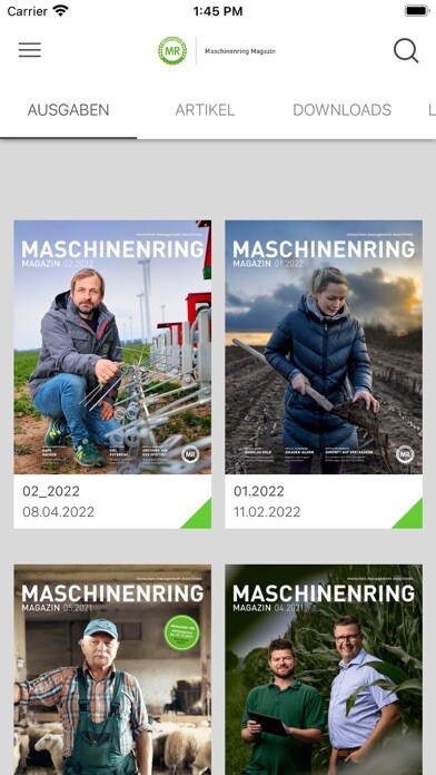 Emulate iPhone app Maschinenring Magazin using MyAndroid