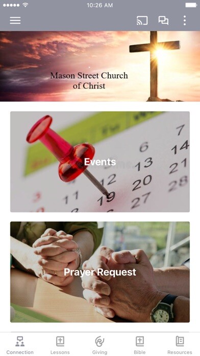 Emulate iPhone app Mason Street Church of Christ using MyAndroid