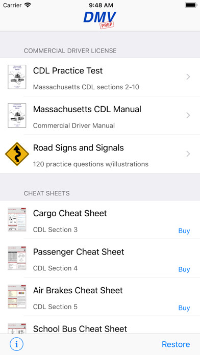 Emulate iPhone app Massachusetts CDL Test Prep using MyAndroid