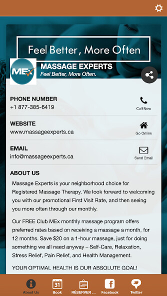 Emulate iPhone app Massage Experts using MyAndroid