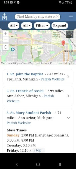 Emulate iPhone app Mass Times for Travel using MyAndroid