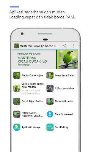 Run android online APK Masteran Cucak Ijo Full Isian from MyAndroid or emulate Masteran Cucak Ijo Full Isian using MyAndroid