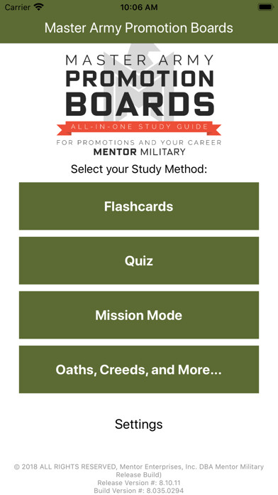 Emulate iPhone app Master Army Promotion Boards using MyAndroid