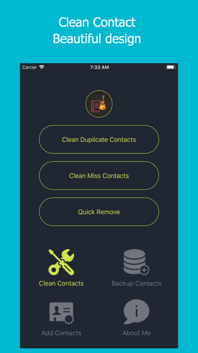 Emulate iPhone app Master Clean Duplicate Contact using MyAndroid