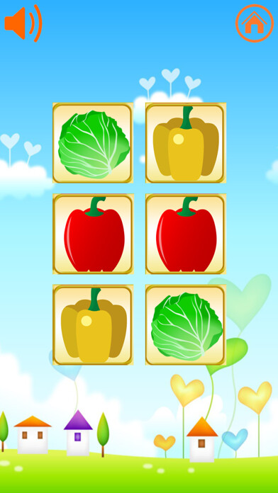 Emulate iPhone app Matching game fruits and vegetables for Kids using MyAndroid