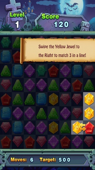Emulate iPhone app Match Jewel Pop Star - Puzzle Match-3 Jewel Star Zombie Edition using MyAndroid
