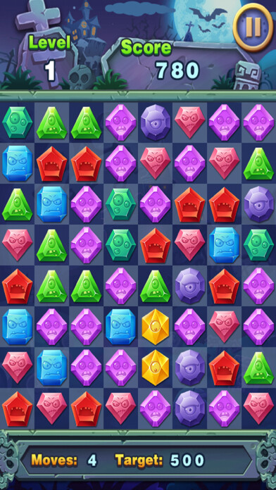 Emulate iPhone app Match Jewel Star Mania - Match 3 Gem Quest using MyAndroid
