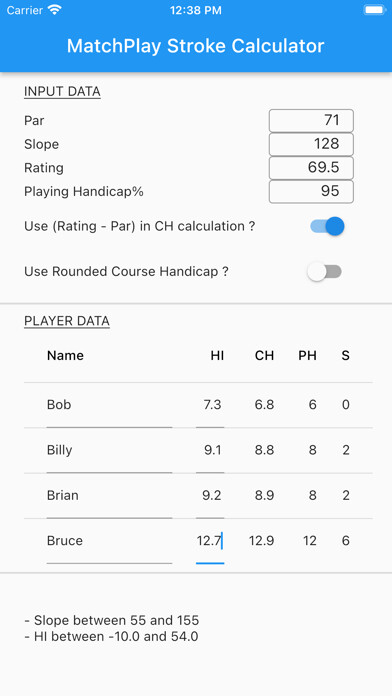 Emulate iPhone app Matchplay Stroke Calculator using MyAndroid Emulate iPhone app Matchplay Stroke Calculator using MyAndroid