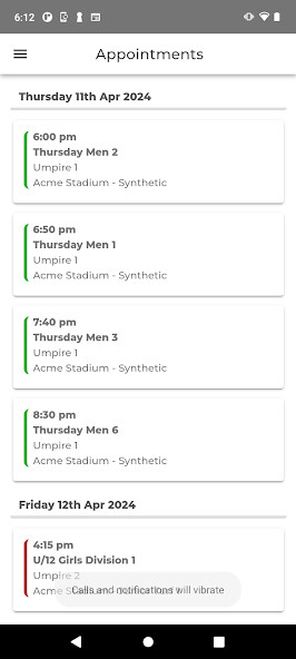Emulate iPhone app MatchRef using MyAndroid