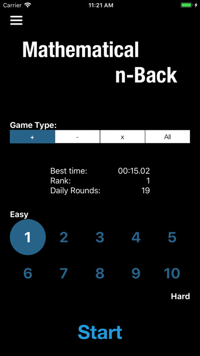 Emulate iPhone app Mathematical N-Back using MyAndroid