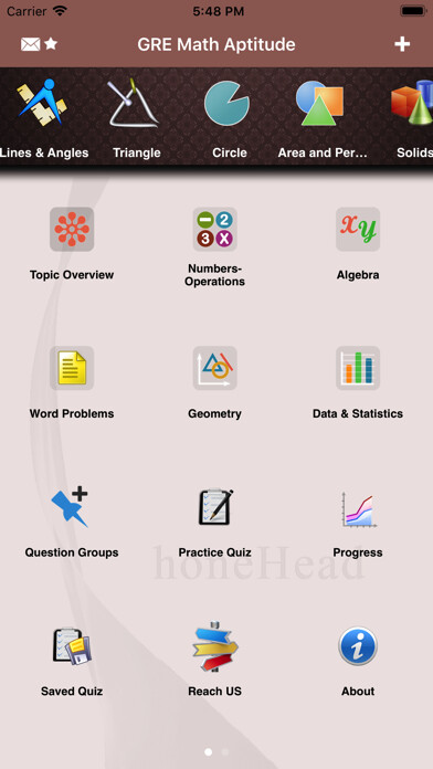 Emulate iPhone app Math for GRE® Test (lite) using MyAndroid