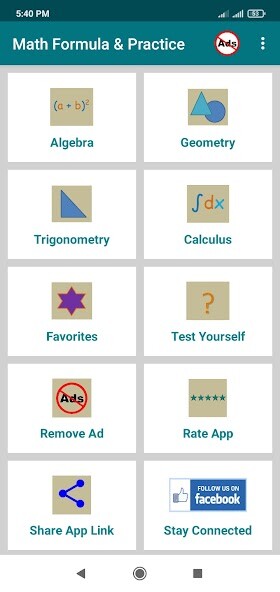 Run android online APK Math Formula with Practice from MyAndroid or emulate Math Formula with Practice using MyAndroid