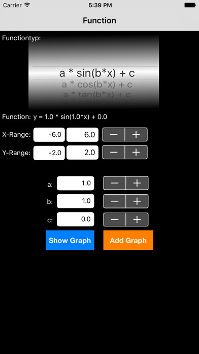 Emulate iPhone app Math Function Viewer using MyAndroid
